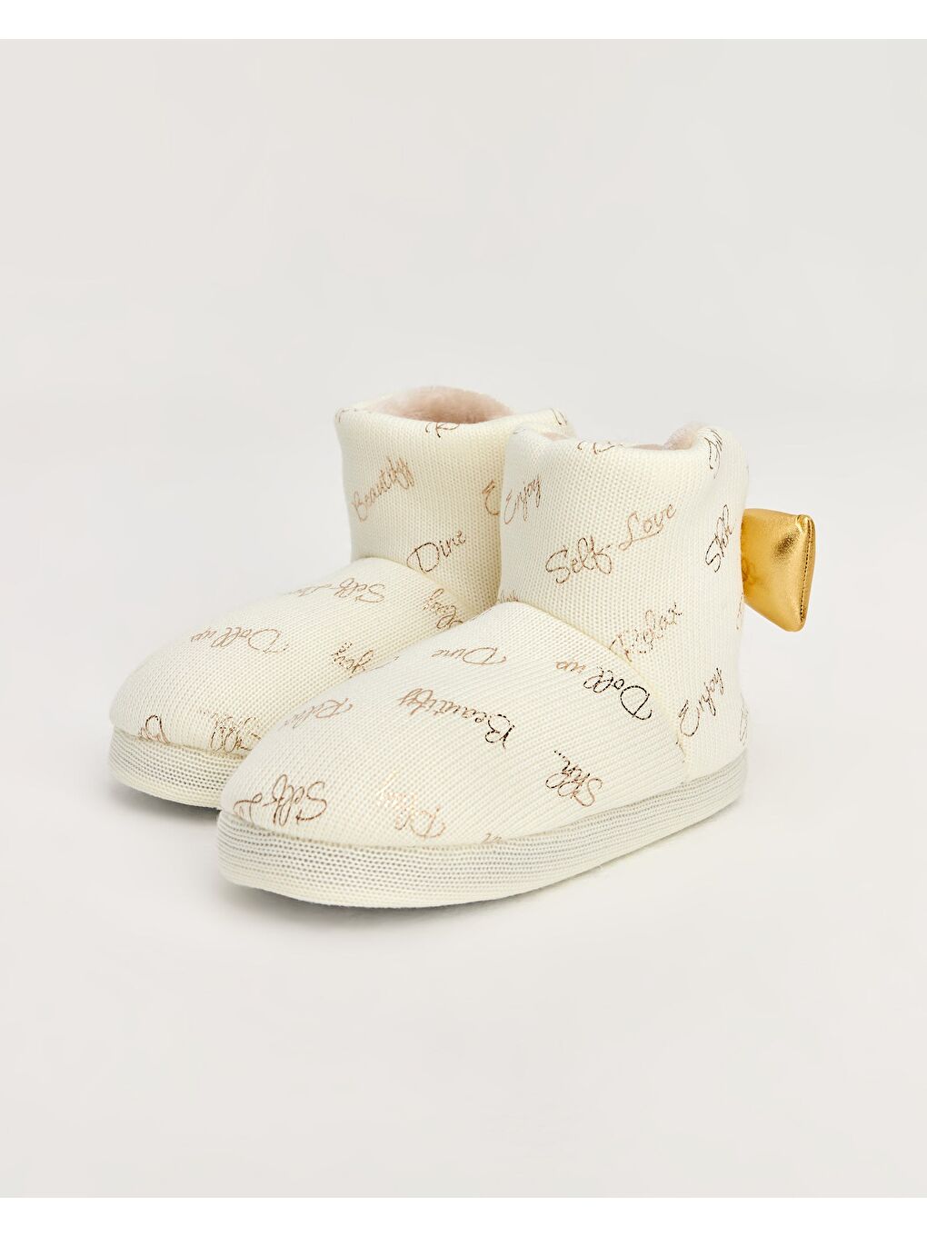 Bej Kadın Yazı Detaylı Kadın Panduf - LIVES