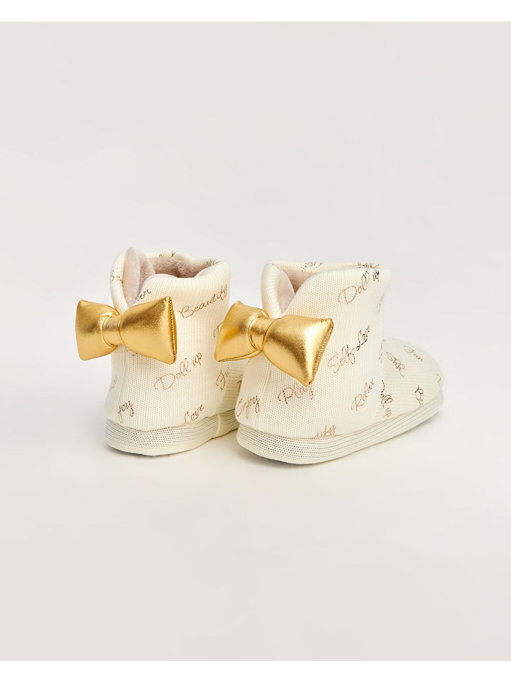 Bej Kadın Yazı Detaylı Kadın Panduf - LIVES-1