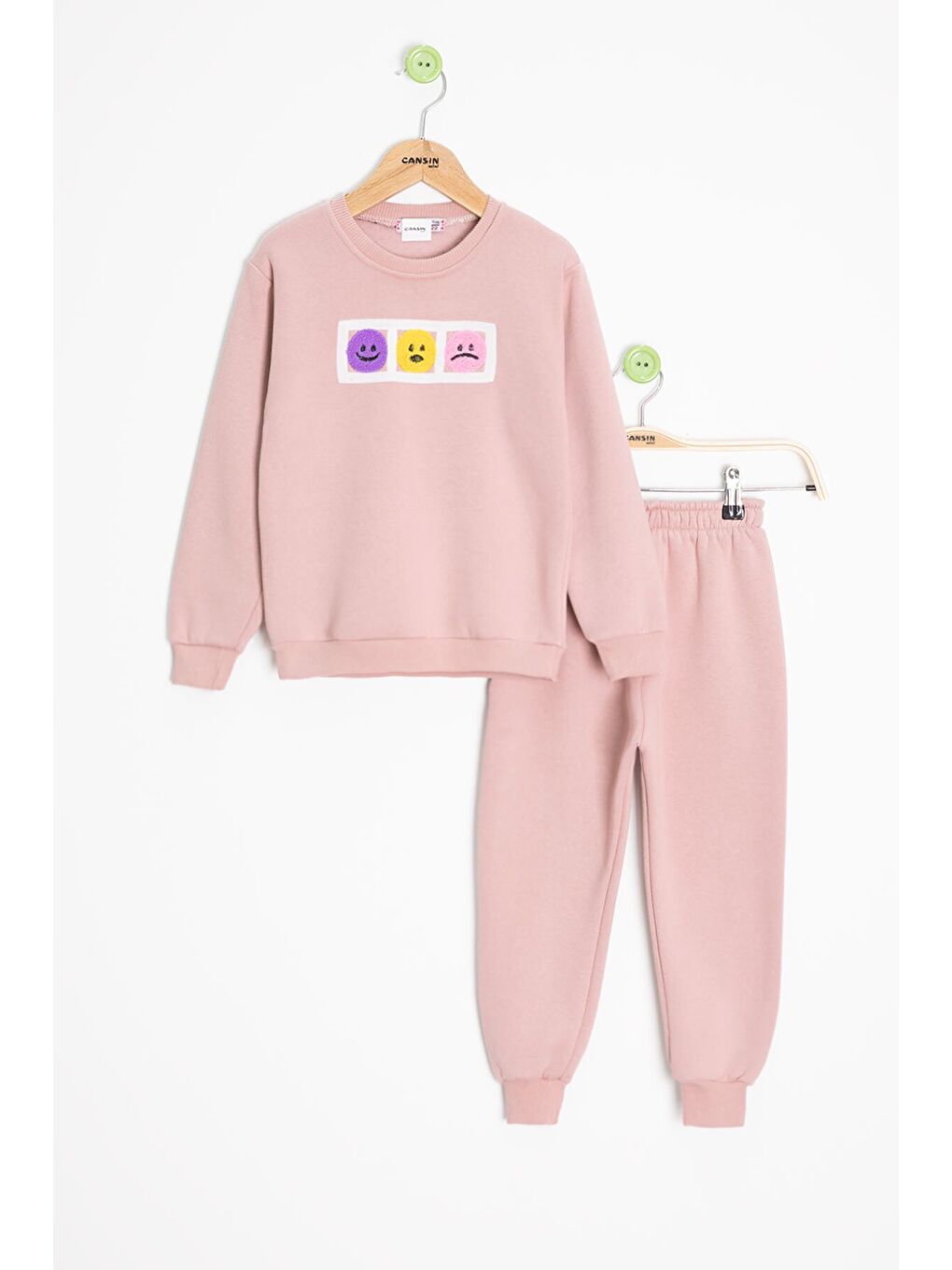 Pembe Gülenyüz Nakışlı Şardonlu Kız Çocuk Eşofman Takımı 23356