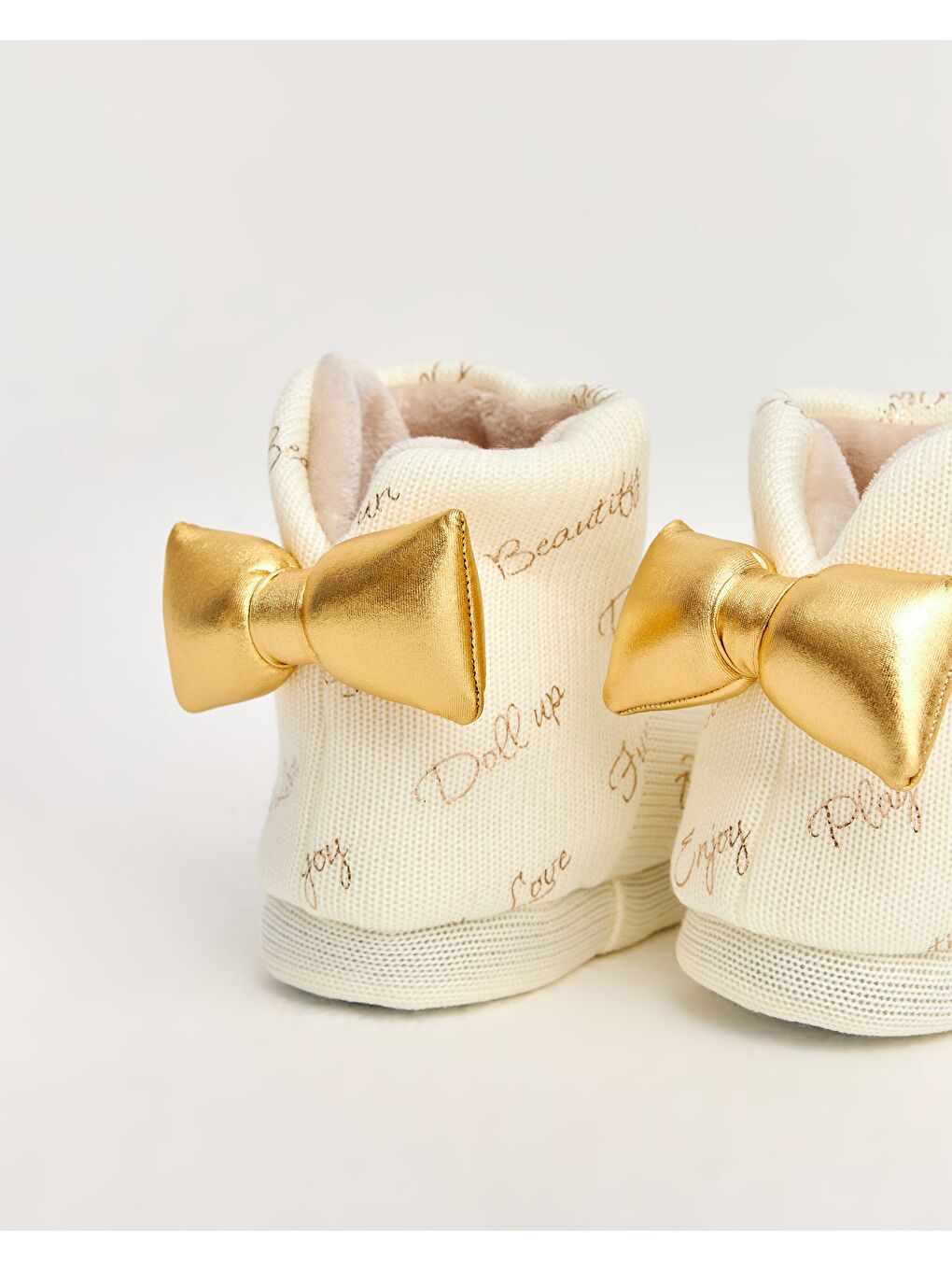 Bej Kadın Yazı Detaylı Kadın Panduf - LIVES-2