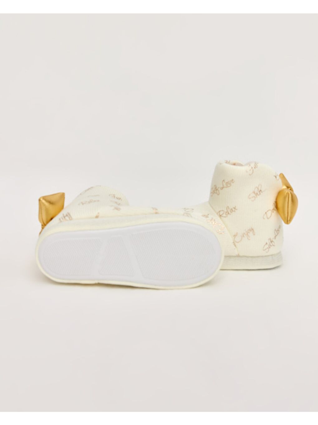 Bej Kadın Yazı Detaylı Kadın Panduf - LIVES-3