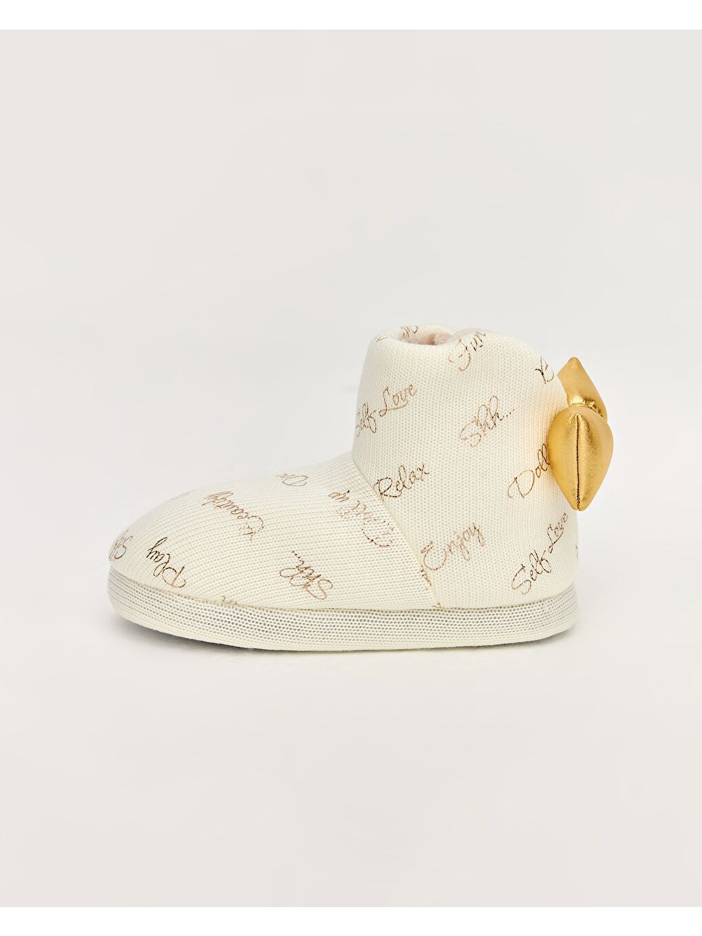 Bej Kadın Yazı Detaylı Kadın Panduf - LIVES-4