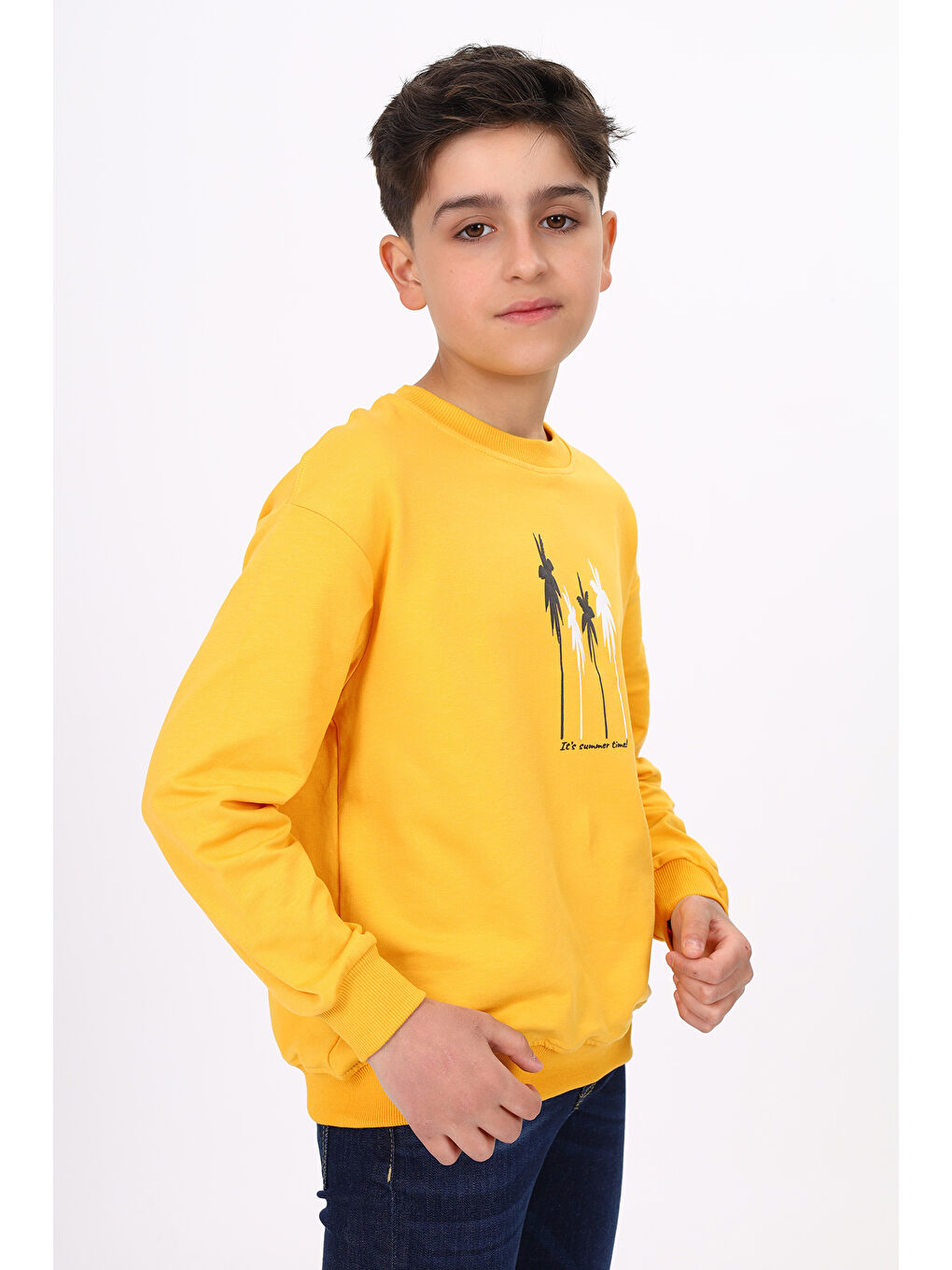 Sarı Erkek Çocuk Baskılı Sweatshirt-2