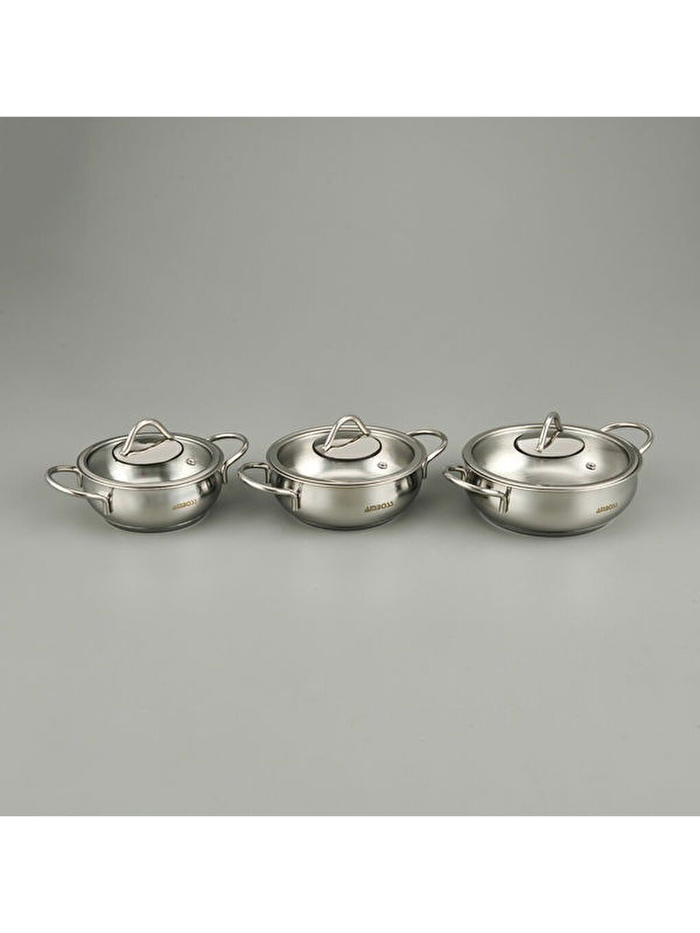 Gri Stone Güveç Sahan Seti - Inox - 14-16-18 cm-5