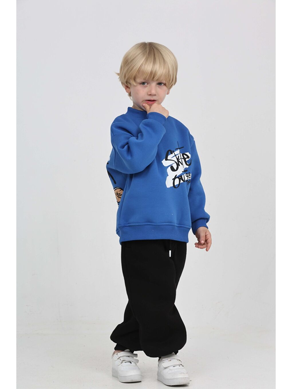 Mavi Erkek Çocuk Skate Arka Baskılı Eşofman Takım-4