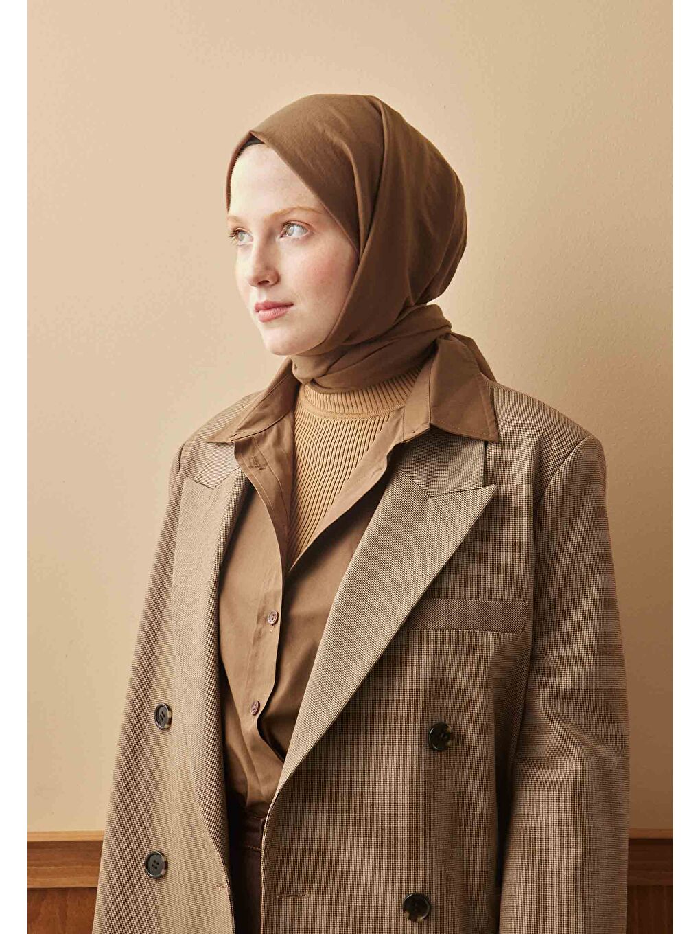 Kahverengi Pamuk Crash Şal Çikolata Kahve-1