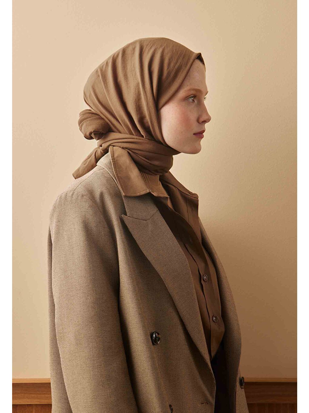 Kahverengi Pamuk Crash Şal Çikolata Kahve-3