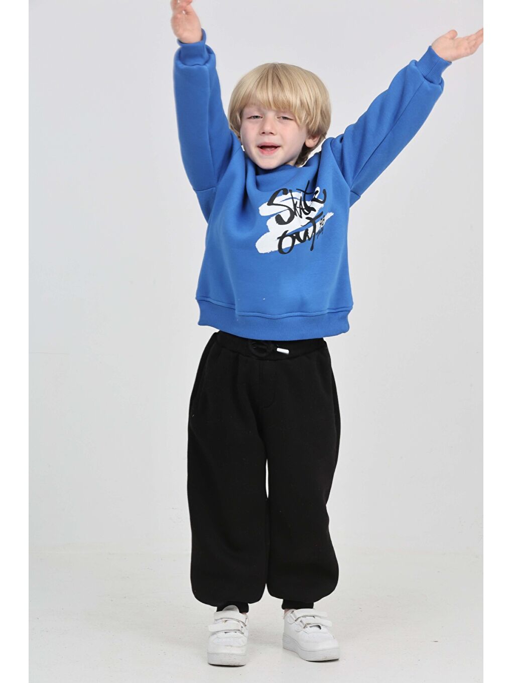 Mavi Erkek Çocuk Skate Arka Baskılı Eşofman Takım-5