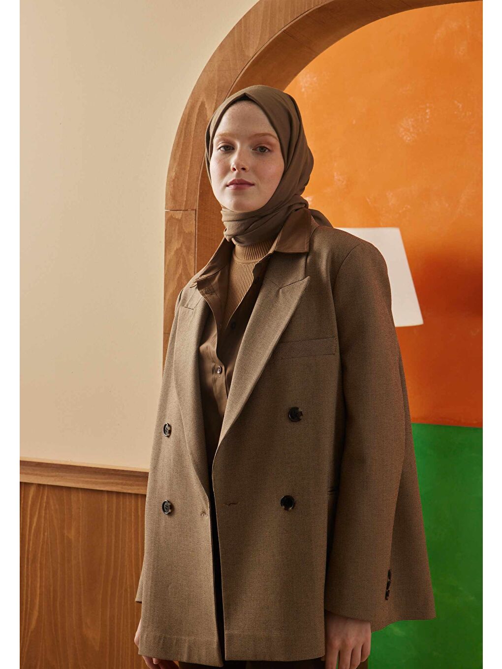 Kahverengi Pamuk Crash Şal Çikolata Kahve-4