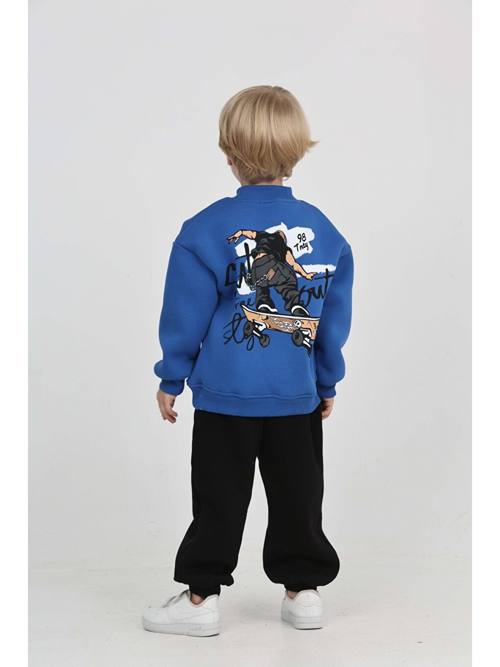 Mavi Erkek Çocuk Skate Arka Baskılı Eşofman Takım-6