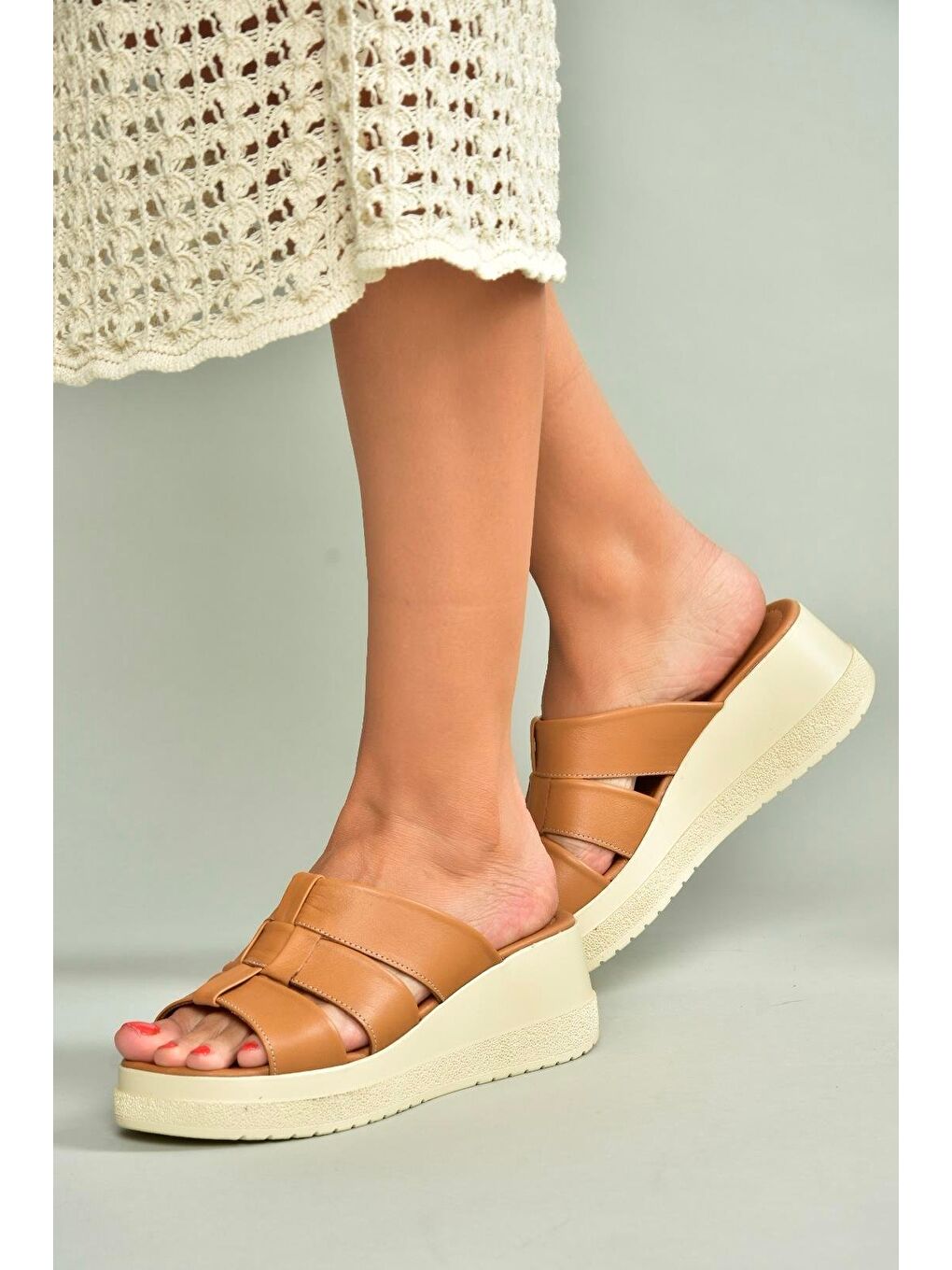 Kahverengi Taba Kadın Terlik U5553309-3