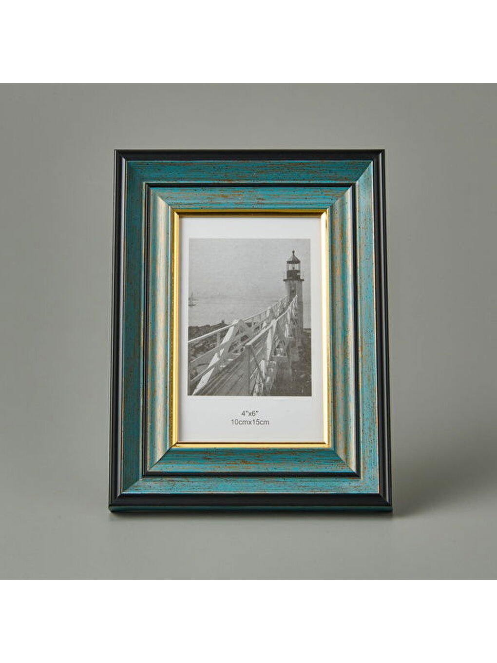 Sarı Fotoğraf Çerçevesi - Mavi / Gold - 10x15 cm