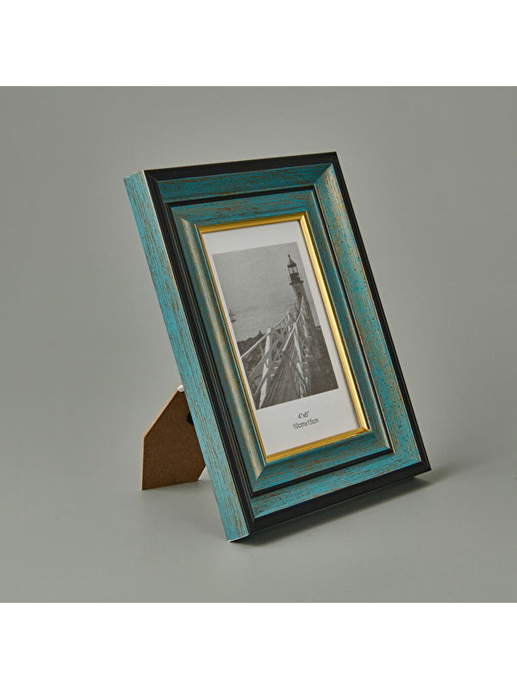 Sarı Fotoğraf Çerçevesi - Mavi / Gold - 10x15 cm-2