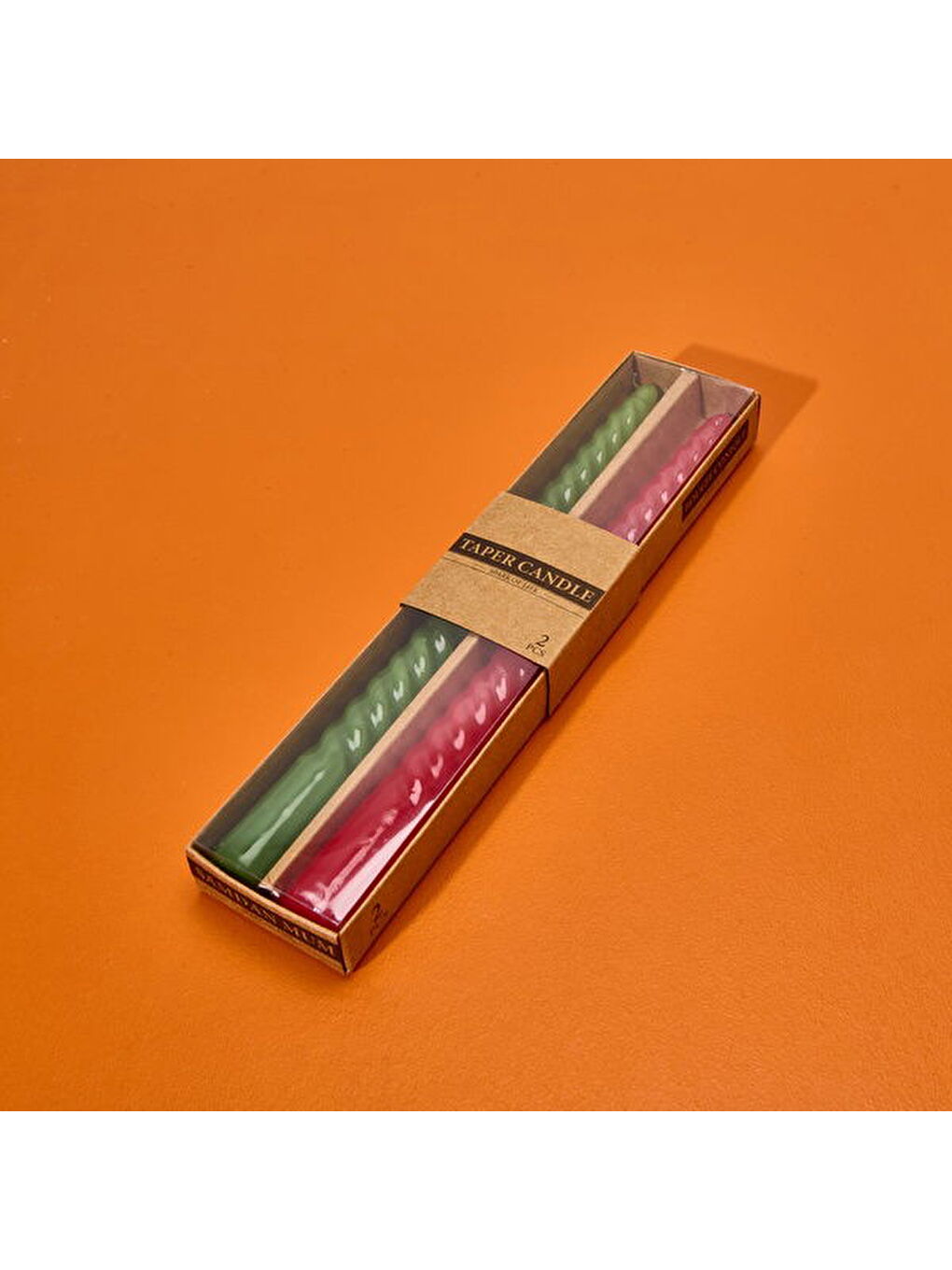 2'li Şamdan Mum - Kırmızı / Yeşil - 25x2 cm-2