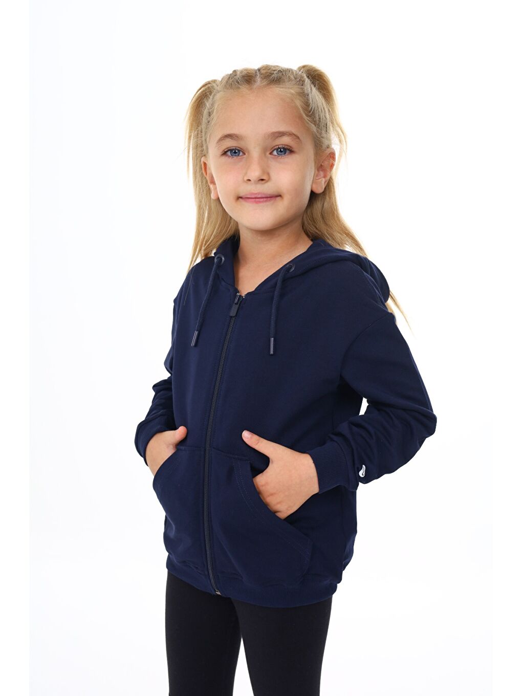 Toontoykids Lacivert Kız Çocuk Baskılı  Fermuarlı Sweatshirt