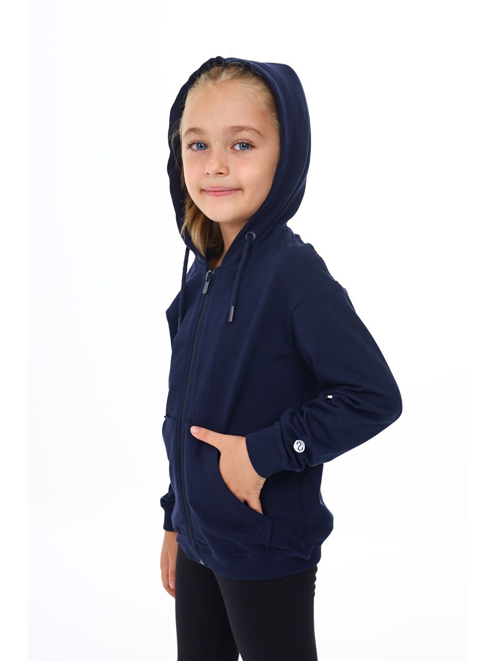 Toontoykids Lacivert Kız Çocuk Baskılı  Fermuarlı Sweatshirt - 1