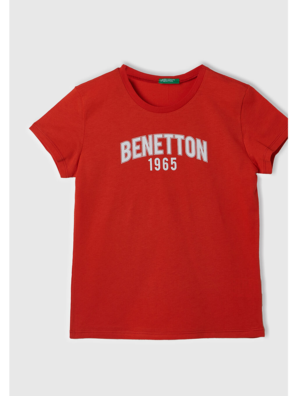 United Colors Of Benetton Kırmızı Kız Çocuk Kırmızı Su Baskılı Logolu T-Shirt