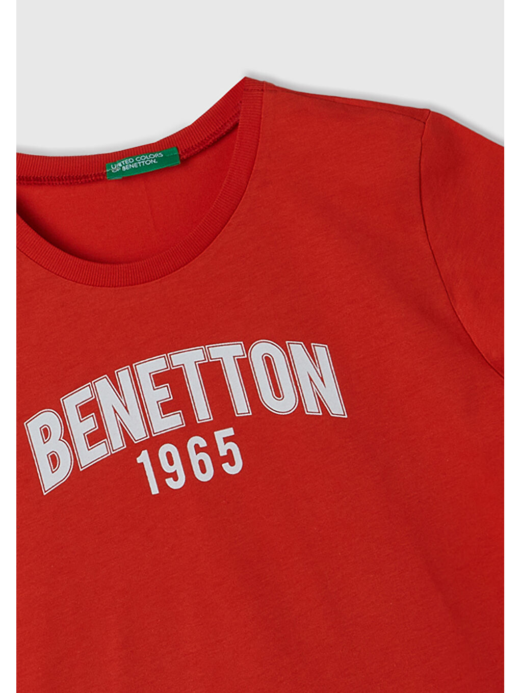 United Colors Of Benetton Kırmızı Kız Çocuk Kırmızı Su Baskılı Logolu T-Shirt - 1