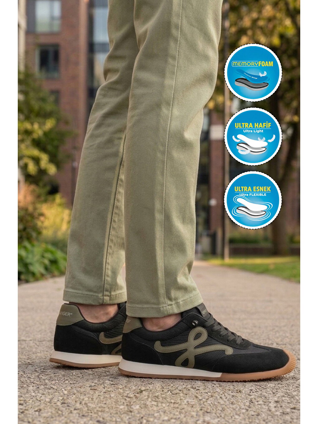 Siyah Bağcıklı Hafızalı Rahat Tabanlı Retro Erkek Casual Ayakkabı Sneaker E472 M-2