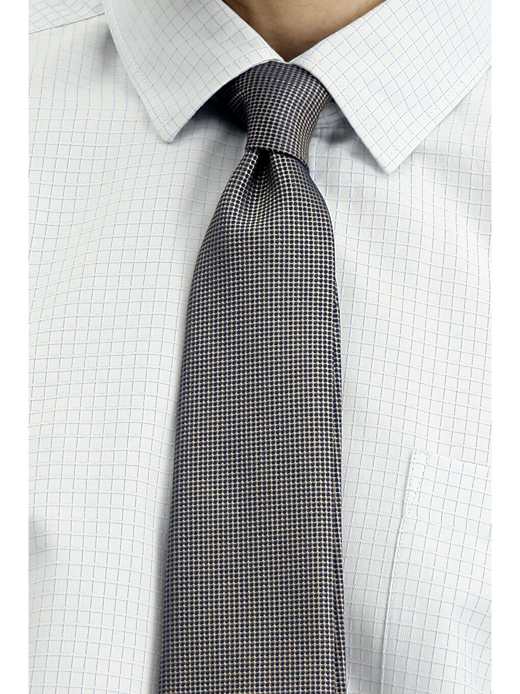 Mavi Kısa Kol Regular Fit Ekose Pamuklu Kolay Ütülenebilir Gömlek-4