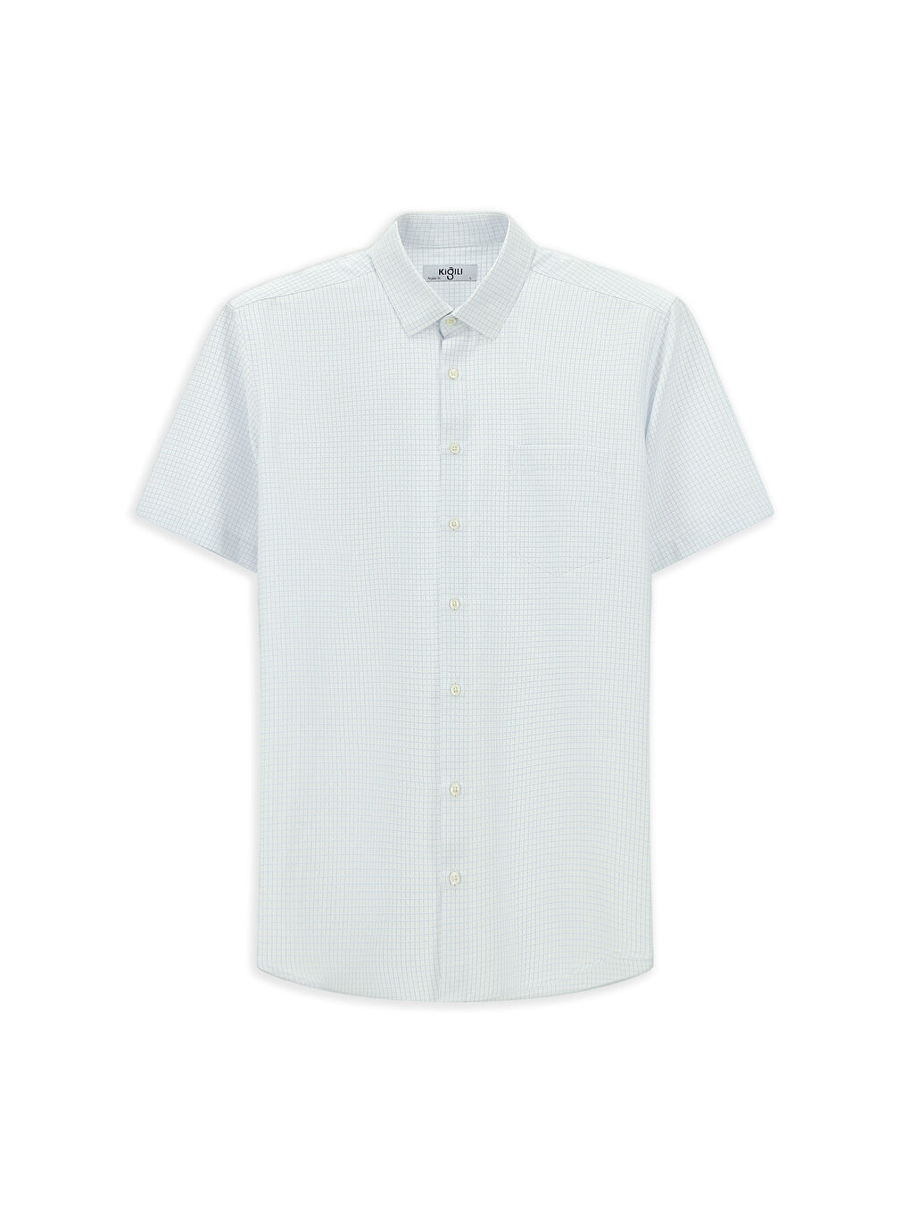 Mavi Kısa Kol Regular Fit Ekose Pamuklu Kolay Ütülenebilir Gömlek-5