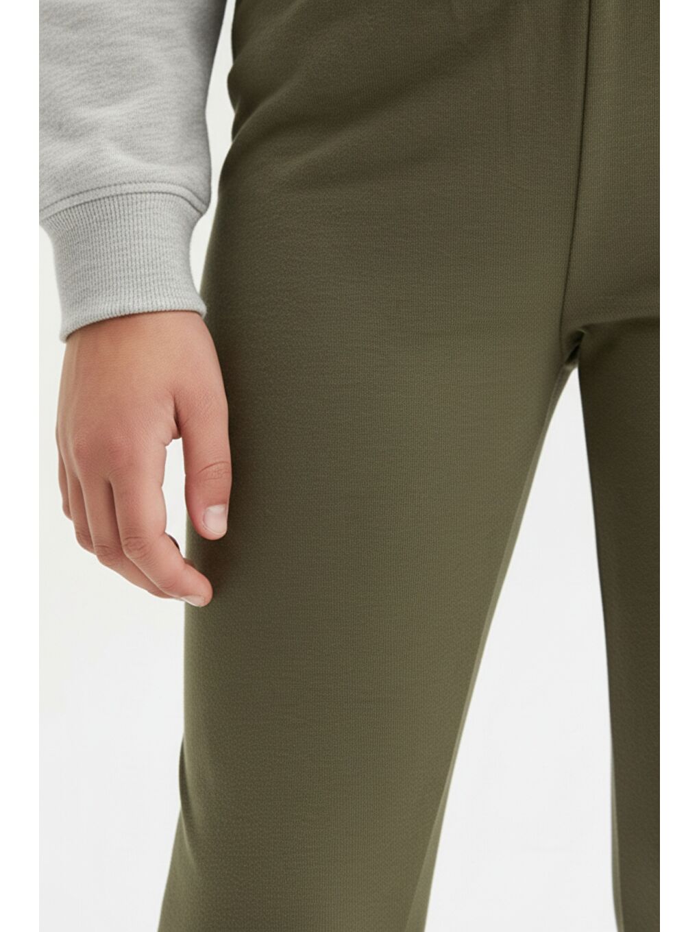 Haki Kız Çocuk Beli Lastikli  Dar Parça Tayt 21141-4