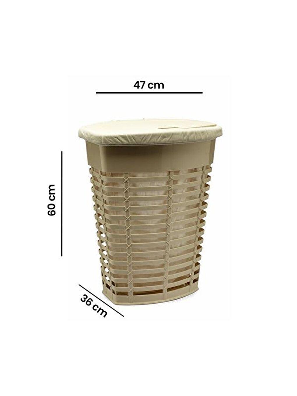 Bej Kirli Çamaşır Sepeti - 50 lt