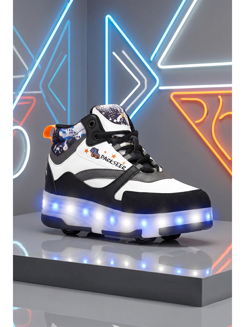 DS Speedy Beyaz Mavi Tekerlekli Işıklı Paten Çocuk Ayakkabı Sneaker-7