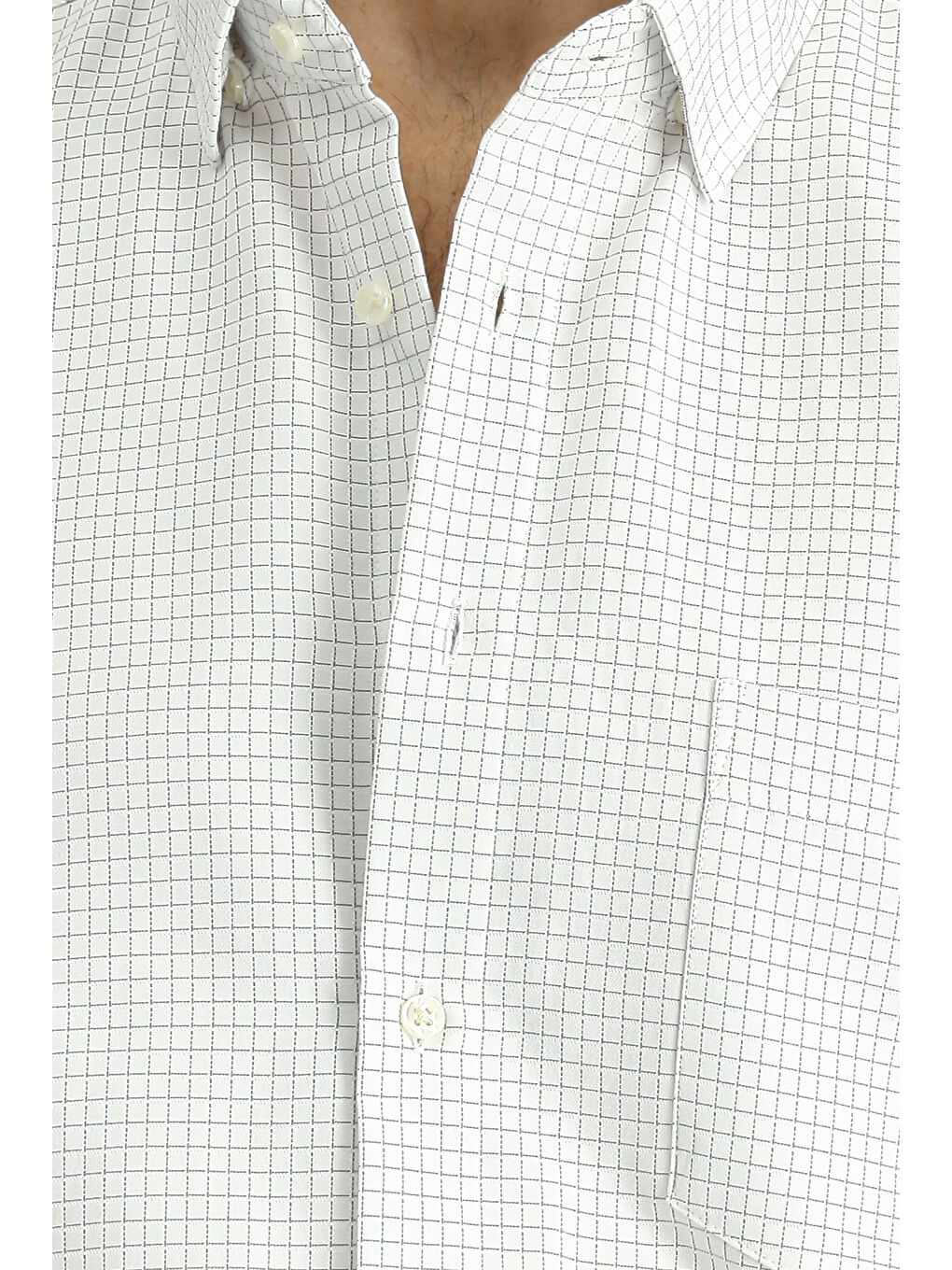 Beyaz Kısa Kol Regular Fit Ekose Pamuklu Kolay Ütülenebilir Gömlek-5