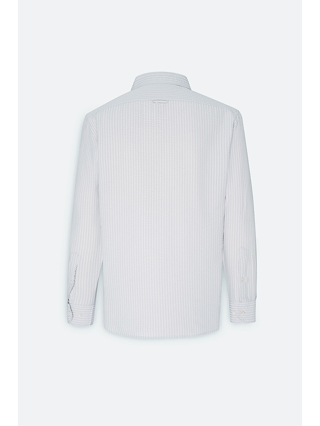 Bej Erkek Taş Slim Fit Dar Kesim Keten Görünümlü Gofre Desenli Düğmeli Yaka Gömlek-8