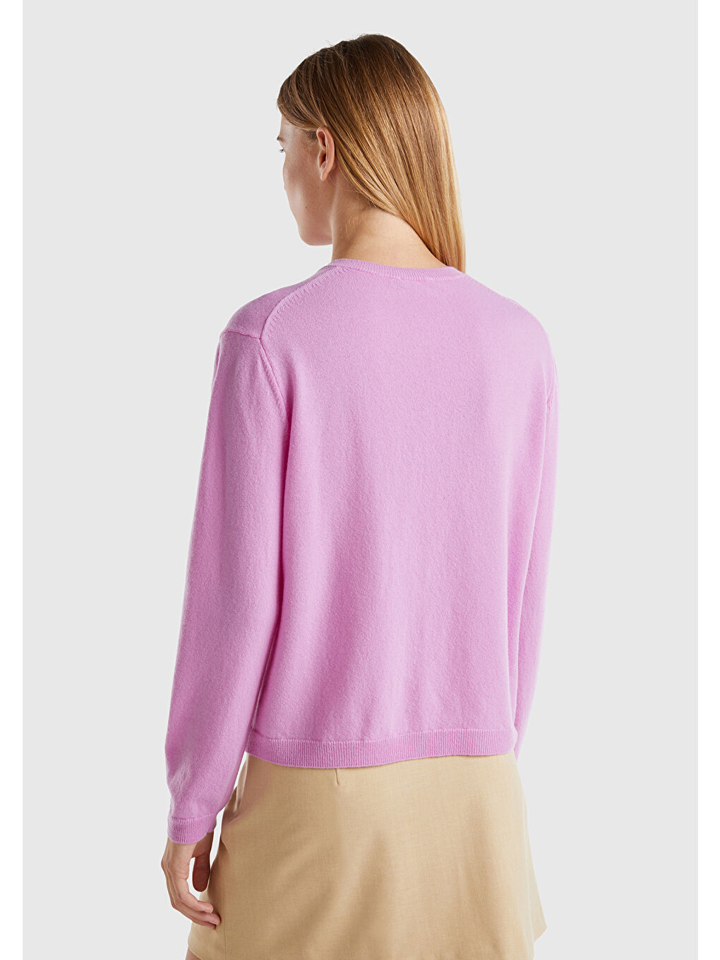 Kadın Lila Bisiklet Yaka %İnci Düğmeli Merino Hırka-1