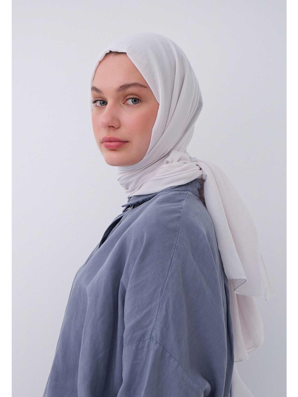 Pamuk Crash Şal Beyaz-2