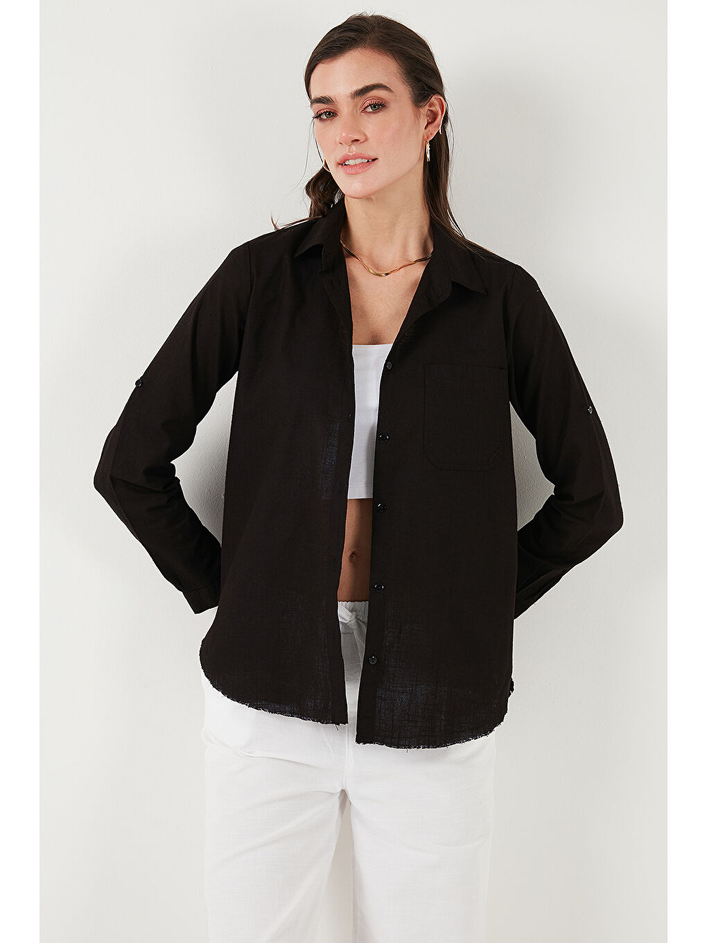 Siyah Pamuklu Regular Fit Cepli Gömlek Cf25S16992-2