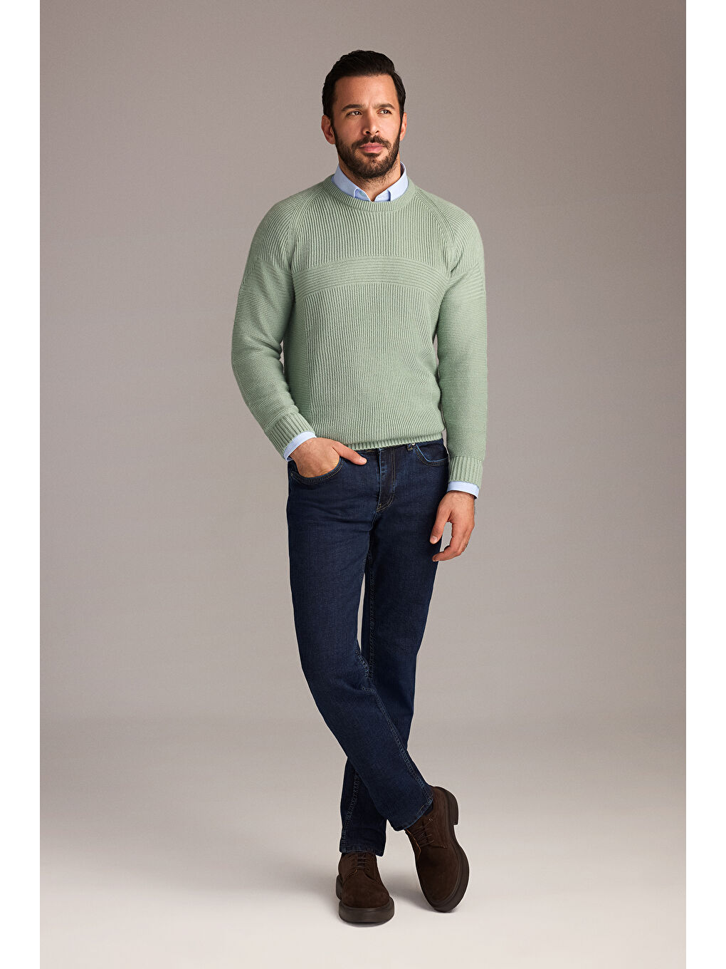 İndigo Regular Fit Elastanlı Denim Pantolon