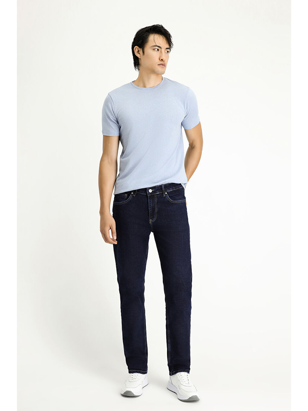 İndigo Regular Fit Elastanlı Denim Pantolon-1