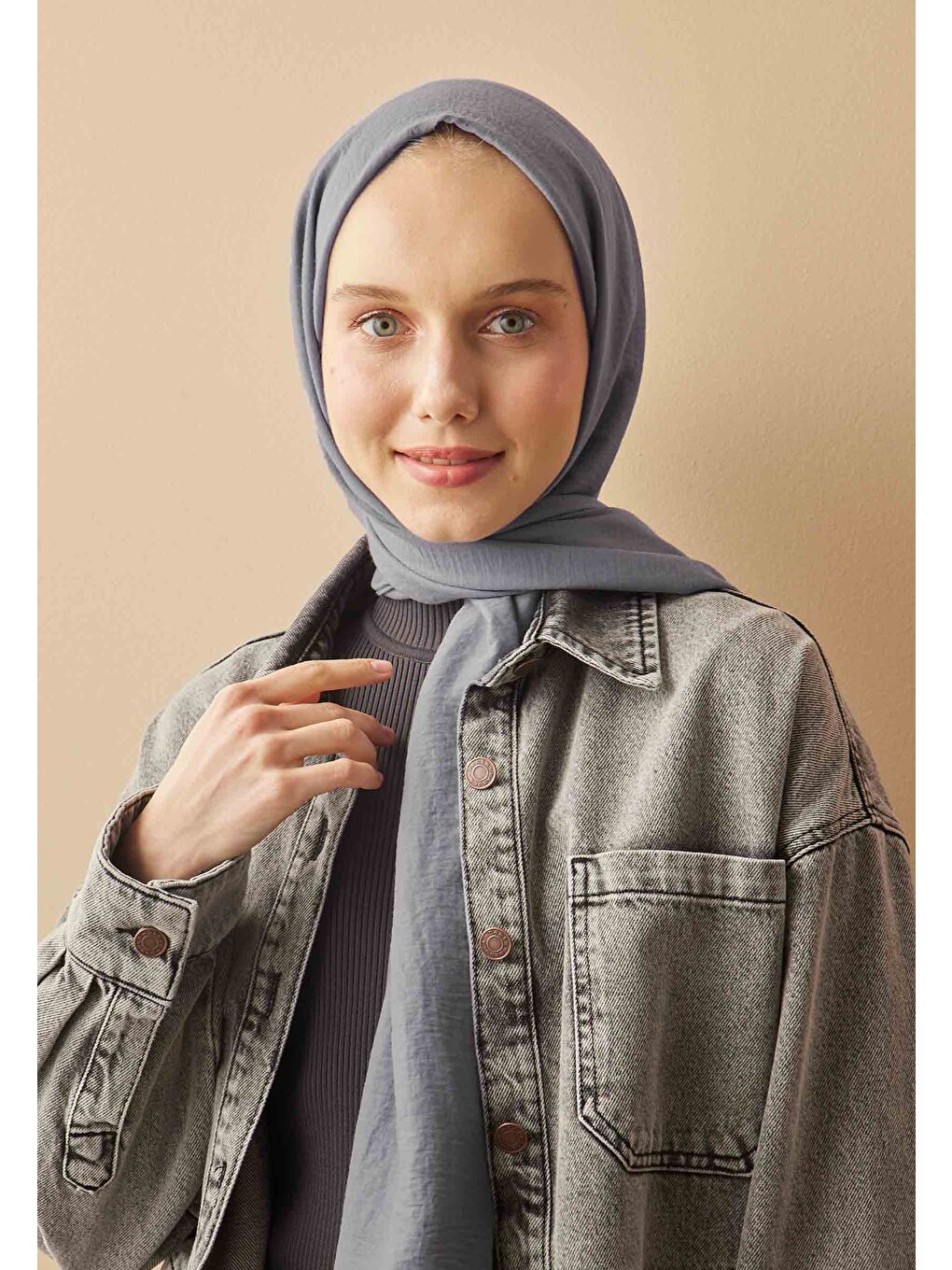 Gri Pamuk Crash Şal Füme