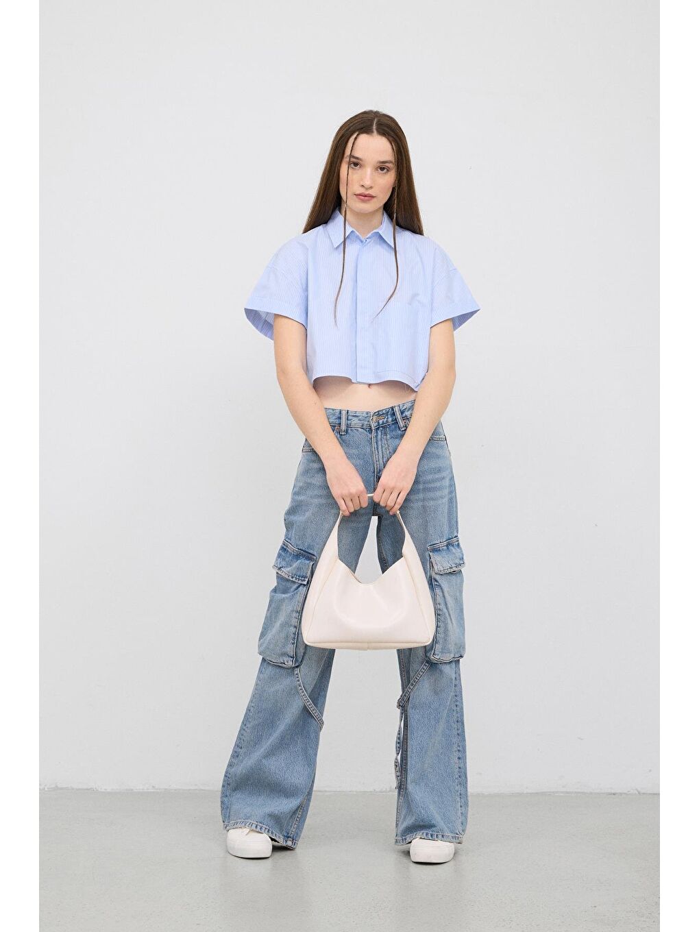 Ekru Mono Yavrulu Omuz Çantası Krem-2