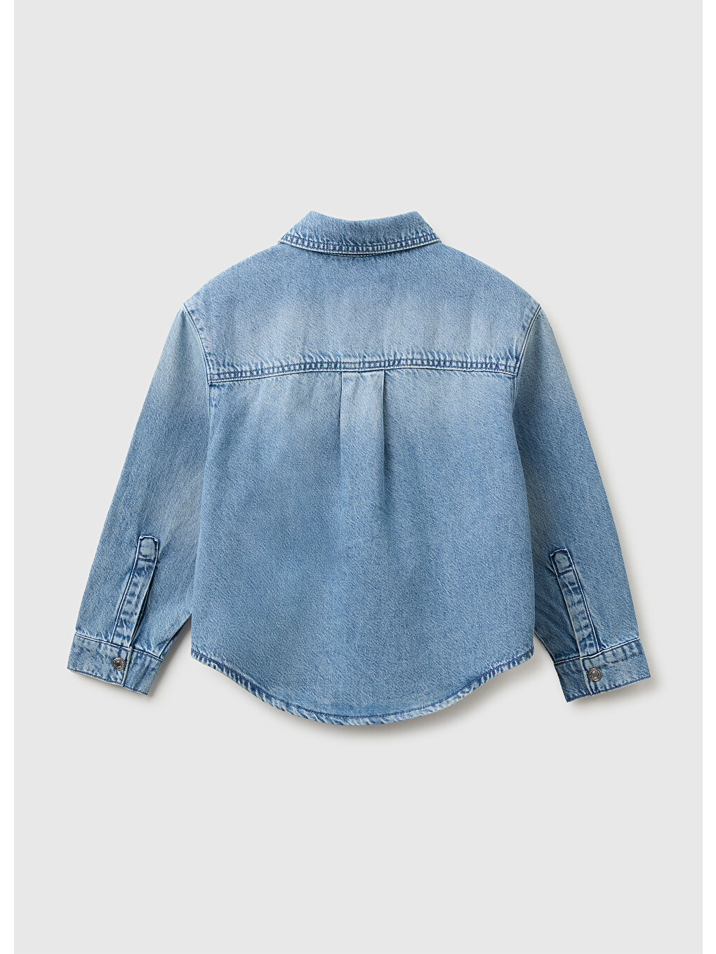 Mavi Kız Çocuk Açık Denim Yıldız Arma Detaylı Denim Gömlek-1