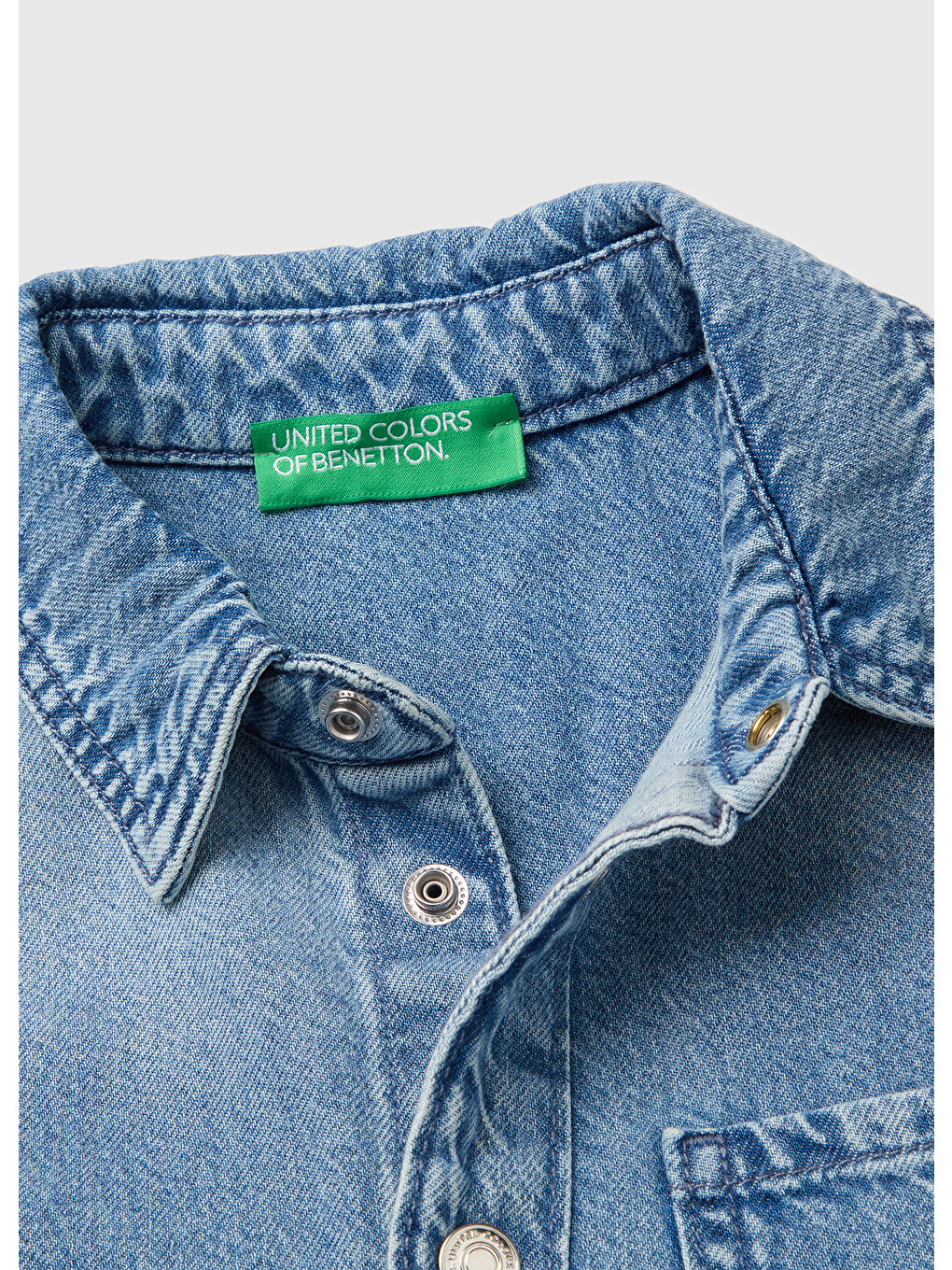 Mavi Kız Çocuk Açık Denim Yıldız Arma Detaylı Denim Gömlek-2