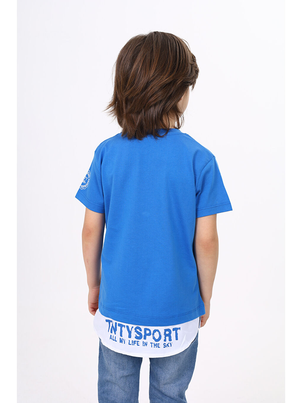 Mavi Erkek Çocuk Cepli Pamuklu Tişört-2