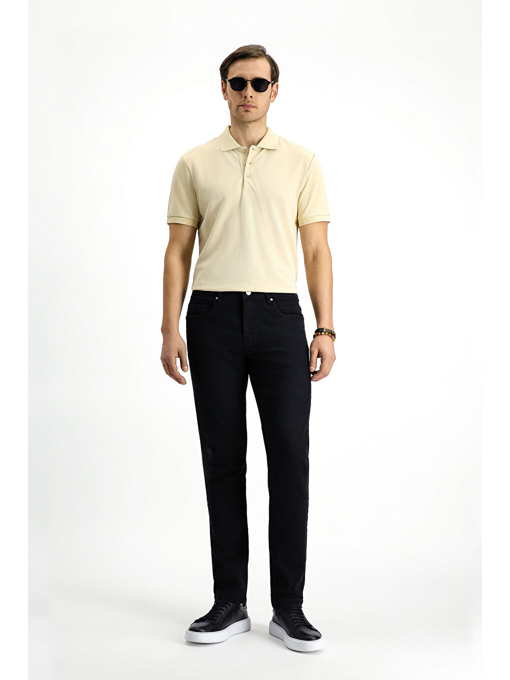 Siyah Regular Fit Elastanlı Denim Pantolon-2