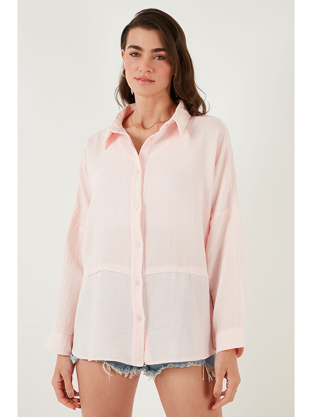 Lela Pembe Pamuklu Regular Fit Müslin Gömlek Cf25S166905 - 3