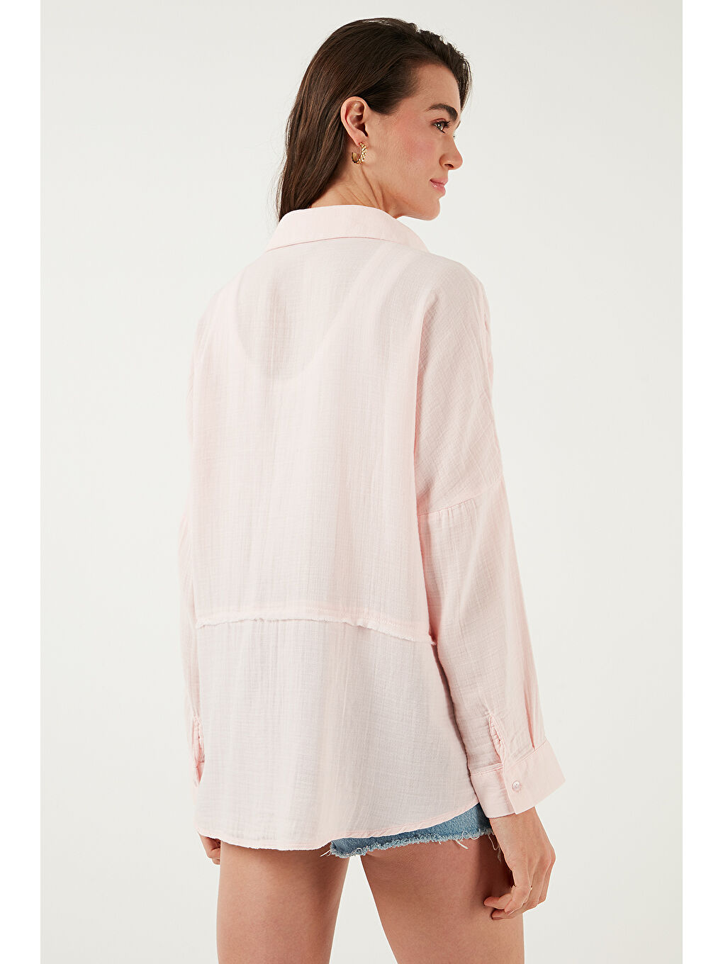 Lela Pembe Pamuklu Regular Fit Müslin Gömlek Cf25S166905 - 6