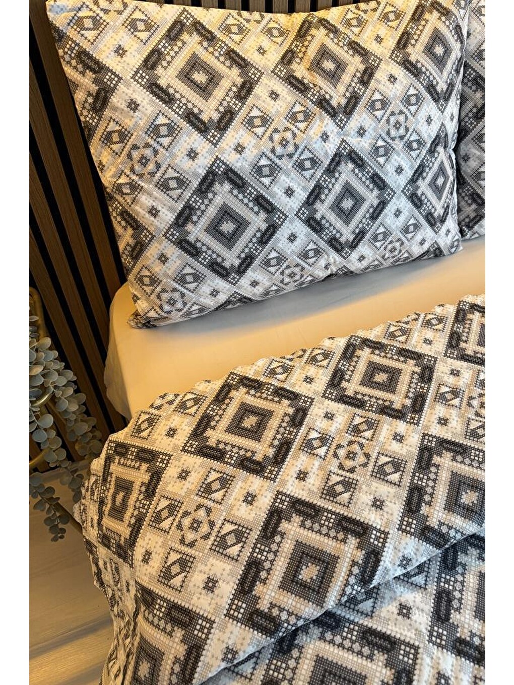 Ultrasonik Kapitoneli Nomad Çift Kişilik Pike Takımı 195x235 Cm Gri-3