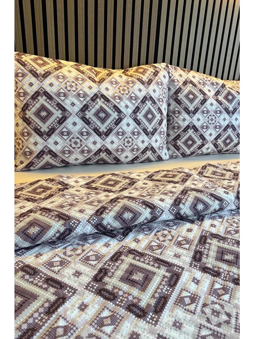 Ultrasonik Kapitoneli Nomad Çift Kişilik Pike Takımı 195x235 Cm Lila-2