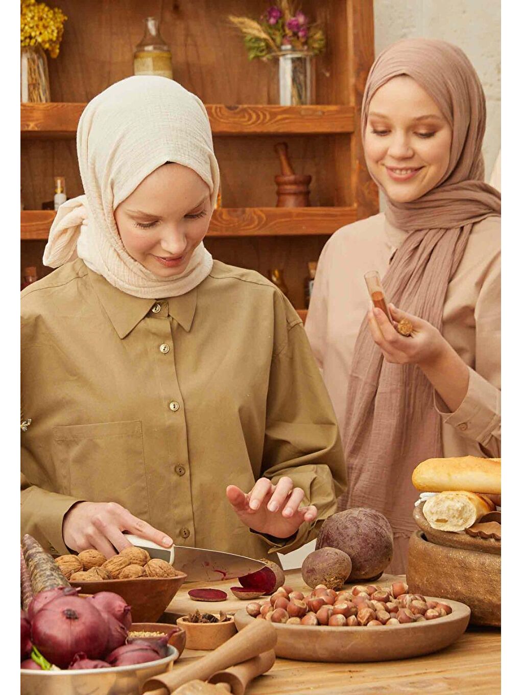 Kahverengi Organik Pamuk Şal Fındık