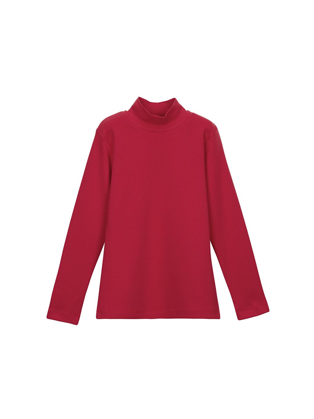 Açık Kırmızı Kız Çocuk Yarım Balıkçı Uzun Kol Tişört