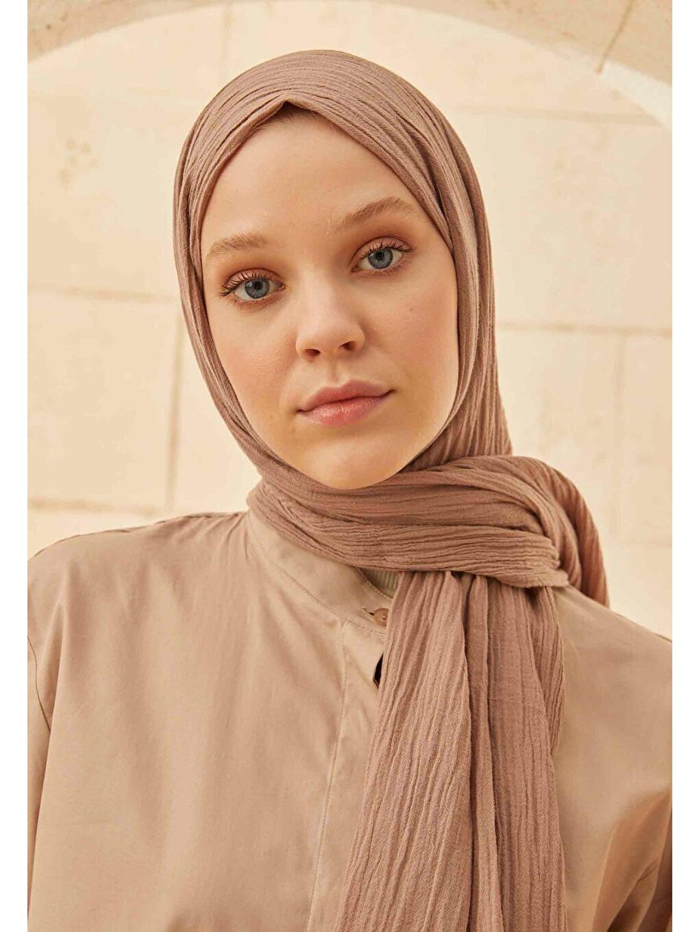 Kahverengi Organik Pamuk Şal Fındık-3