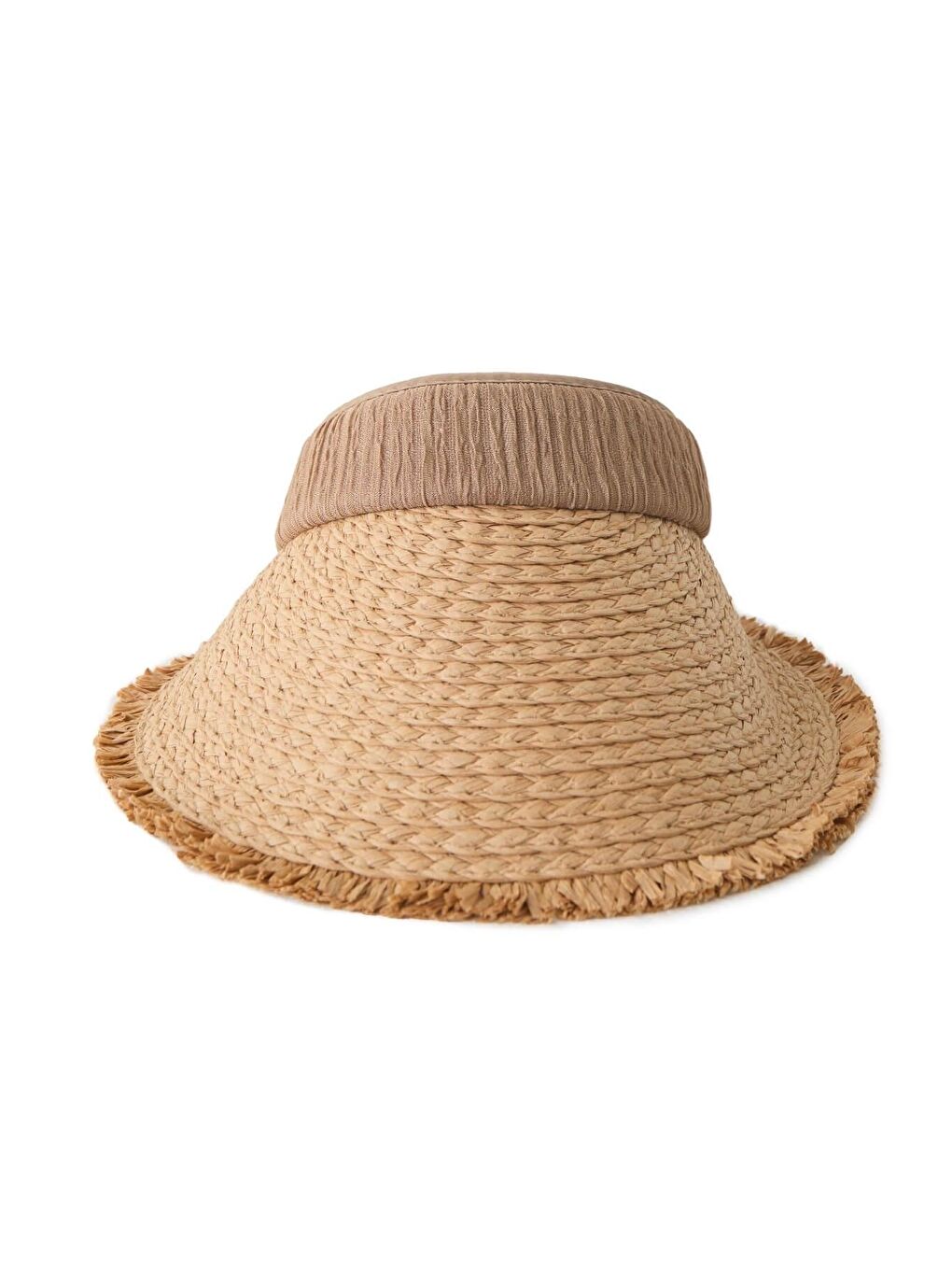 Bej Vizon Bantlı Bedeni Ayarlanabilir Örme Hasır Şapka 23