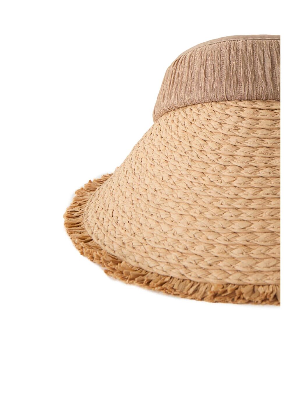 Bej Vizon Bantlı Bedeni Ayarlanabilir Örme Hasır Şapka 23-1